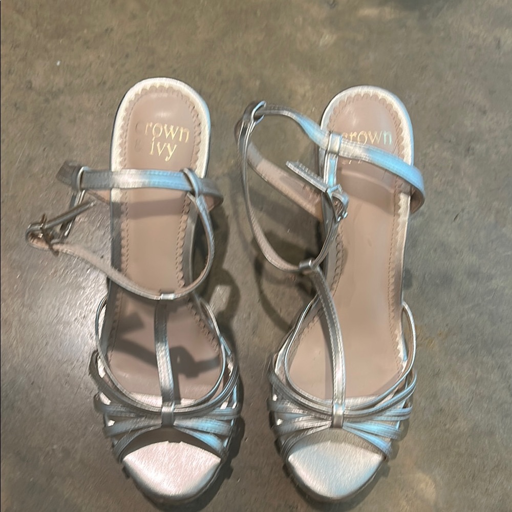 Crown & Ivy Metallic Strappy Heels